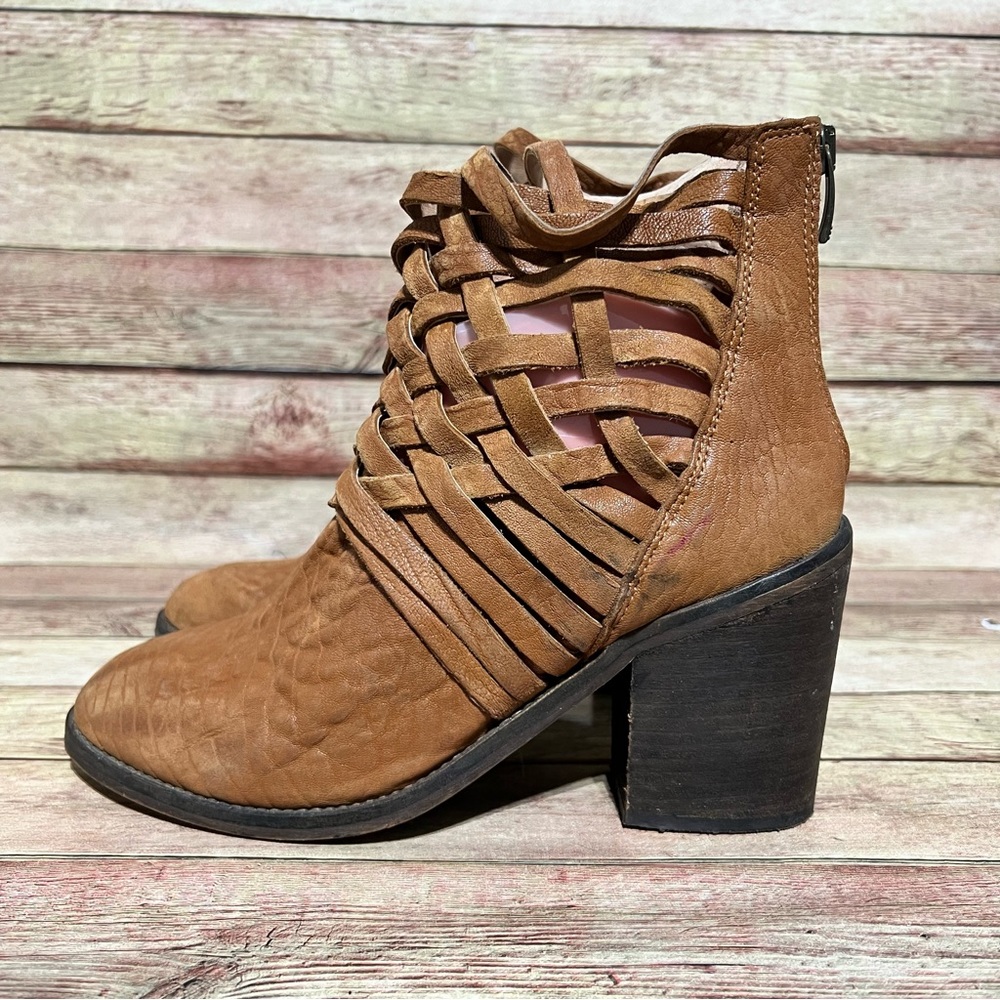 Free People Brown Leather Carrera Booties